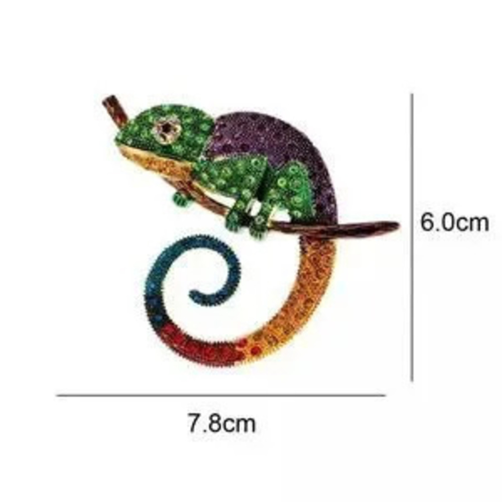 Cute?Chameleon Brooch Pin With Rhinestones - Picture 2 of 4